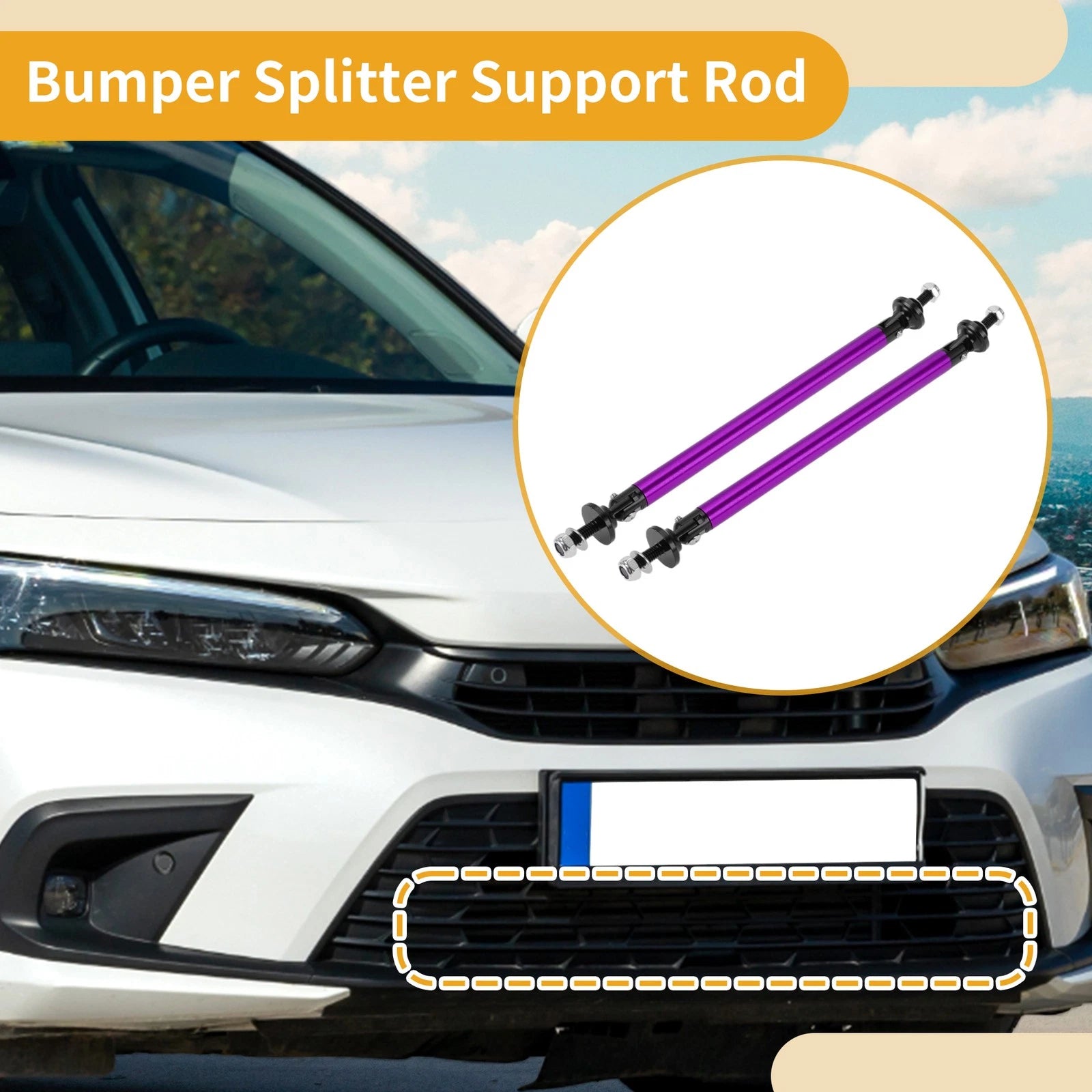 2X Adjustable Front Bumper Lip Splitter Strut Support Bars for Universal