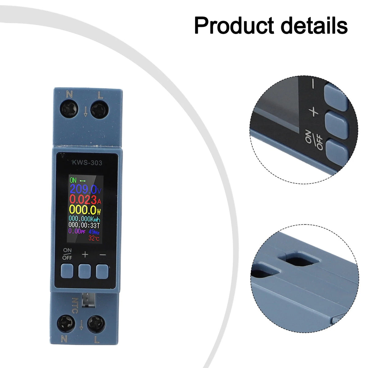 KWS303 AC Power Meter 40A with Color Display for Electrical Monitoring