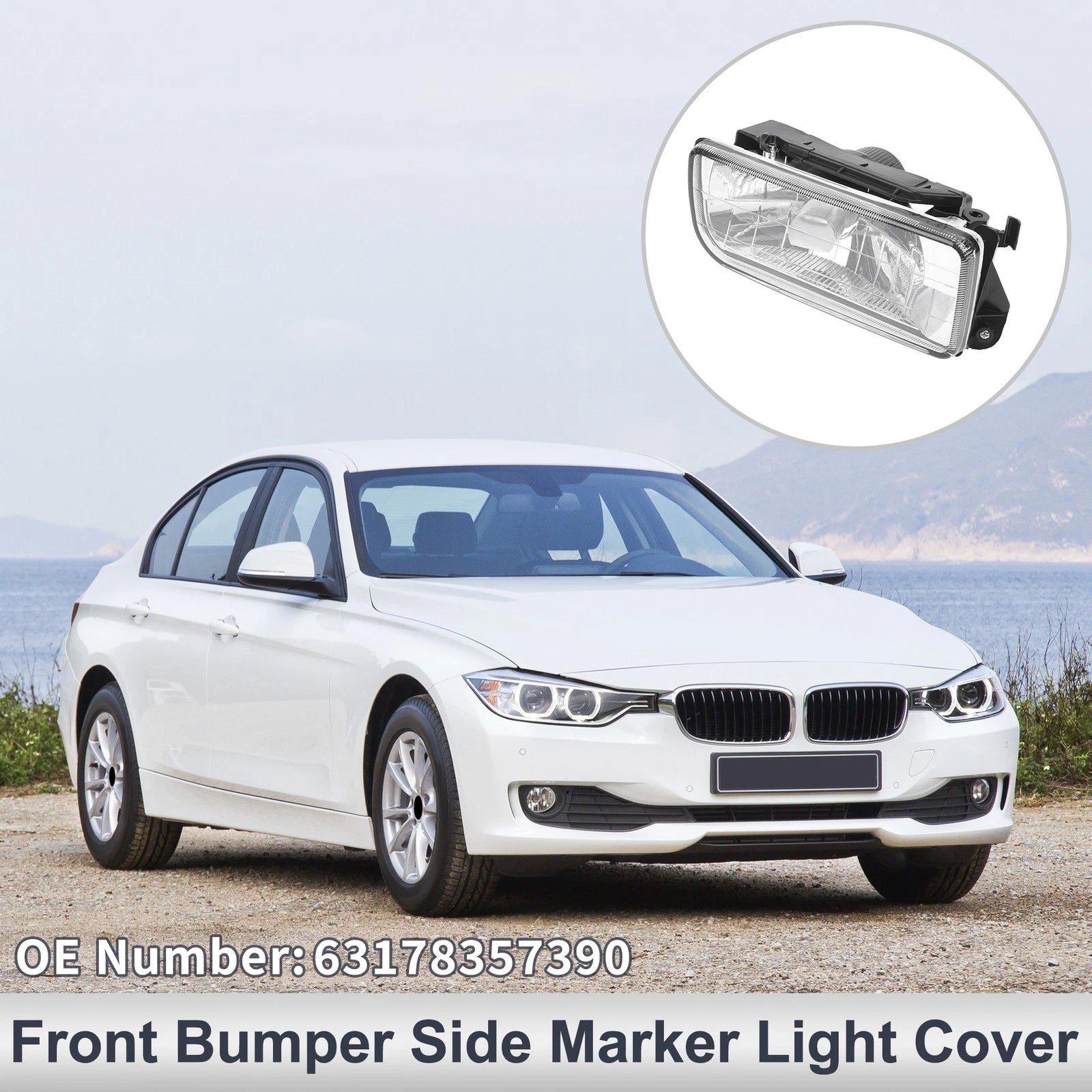 Right Front Bumper Side Marker Light Cover Replacement for BMW 3 Series (2006–2012)