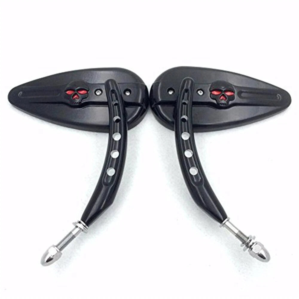 Black Skull Side Mirrors for Harley Dyna Super Glide FXE FXDXT (2006–2017)