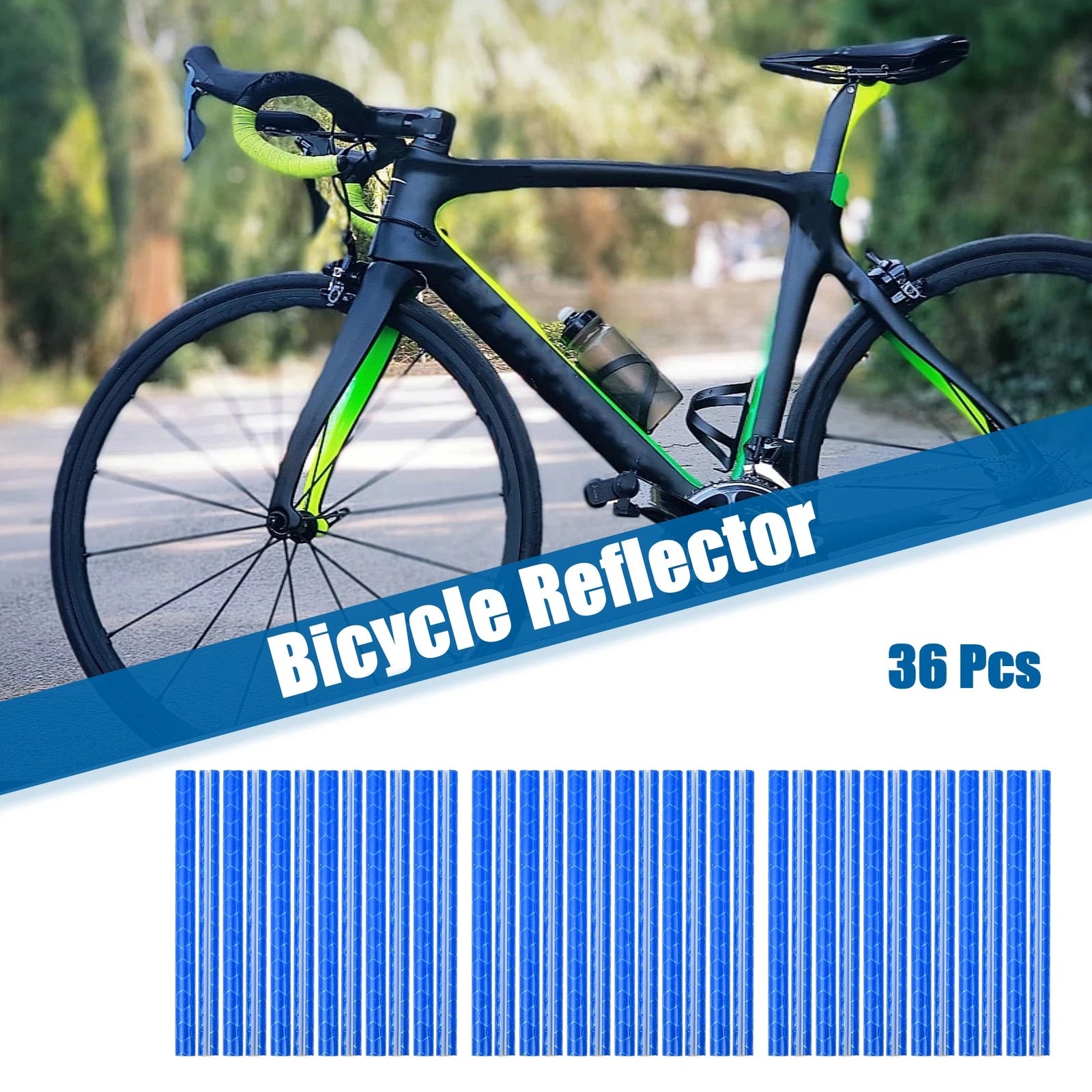 36 Pcs Bike Reflector Outer Reflective Set for Bicycle (Blue) (ABS) (2019–2025)