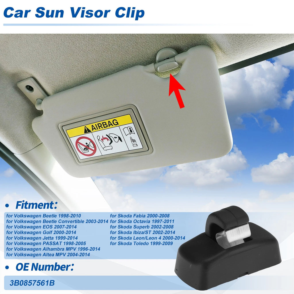 Sun Visor Clip Replacement for Volkswagen Beetle (1998–2010) Inner Black