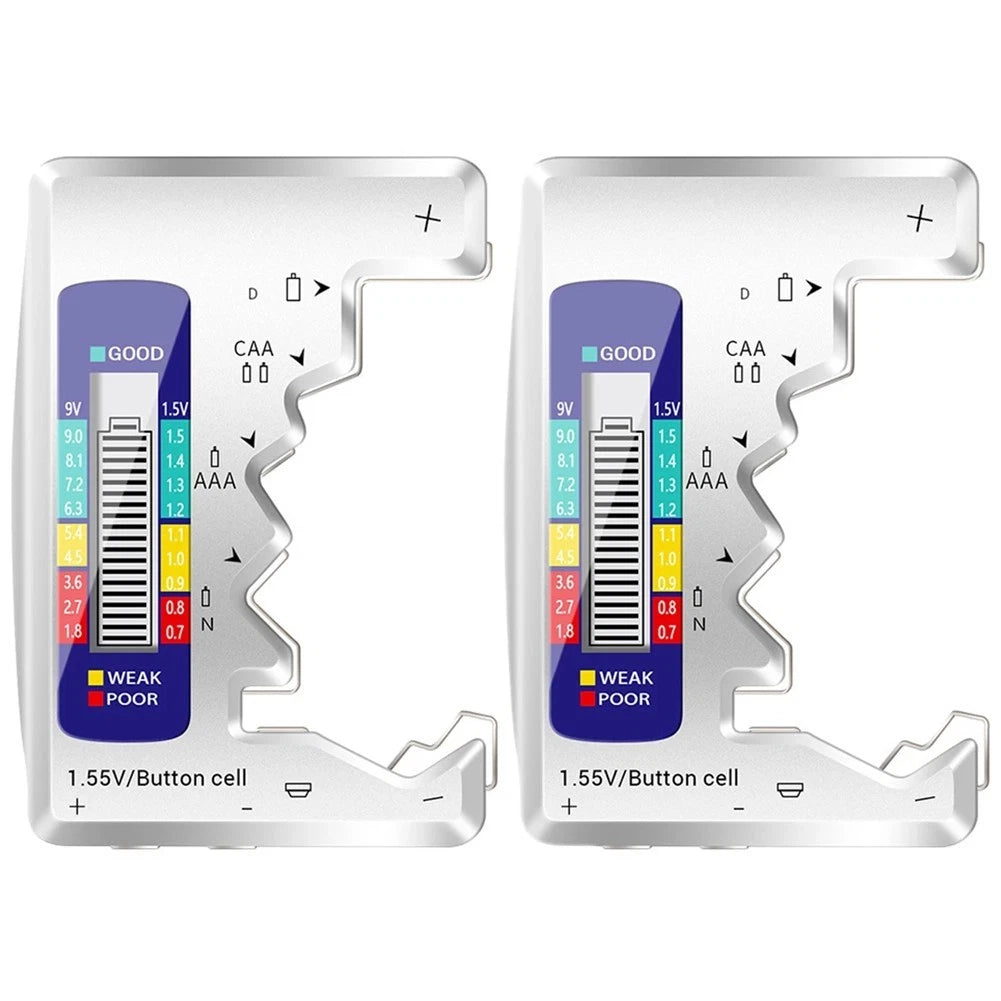 2X Digital LCD Battery Tester for AA AAA C D 9V Button Cell Types