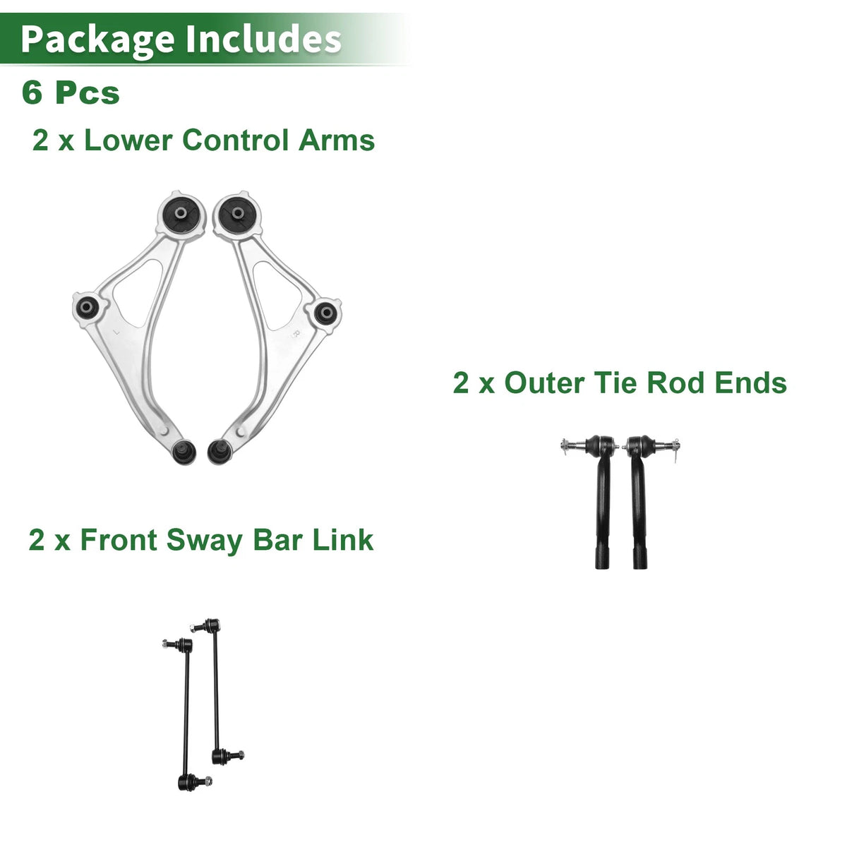 Set of 6 Front Stabilizer Bar Links & Lower Control Arms for Nissan Altima