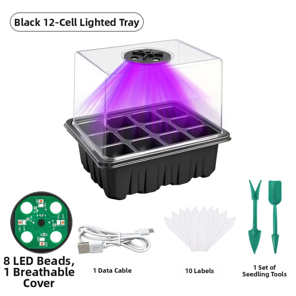 24 LED Full-Spectrum Light Starter Kit for Plants (55x15x17cm) Black
