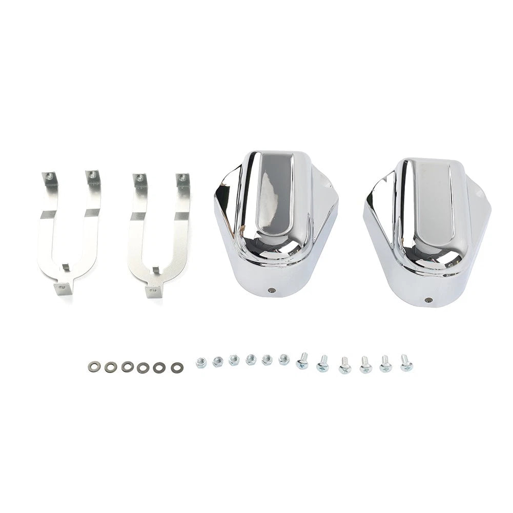 2X Chrome Bar Shield Rear Axle Cover for Harley Softail (FLSTC, FLSTN)