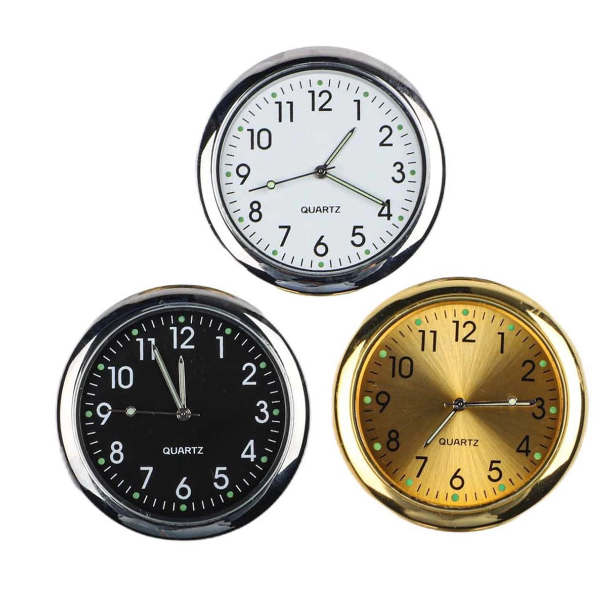 3 Pack 40mm Car Clocks with Luminous Feature for Dash (Car & Marine)