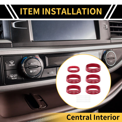 Air Conditioner Switch Knob Cover Ring for Ford F-150 (2015–2023) Red