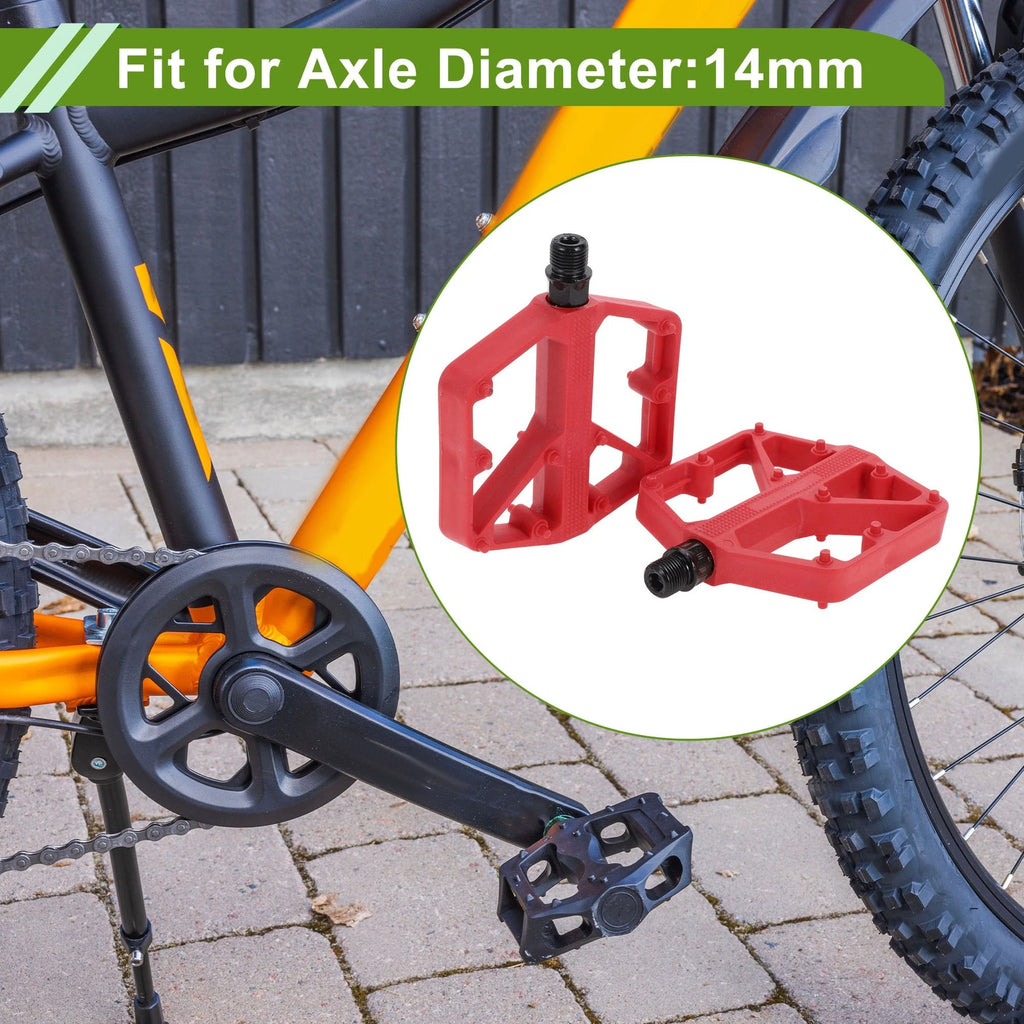 Bicycle Pedals Aluminum Alloy 14mm Threaded Pair for Red Fit (Universal)