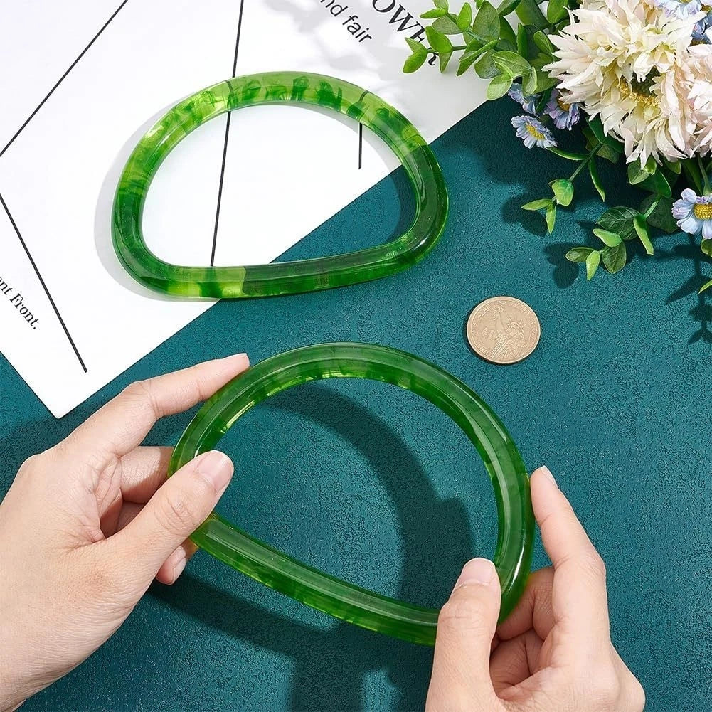2X D Shape Plastic Handle for Wallet Handbag Purse (10cm, 6.8cm, 1.1cm)