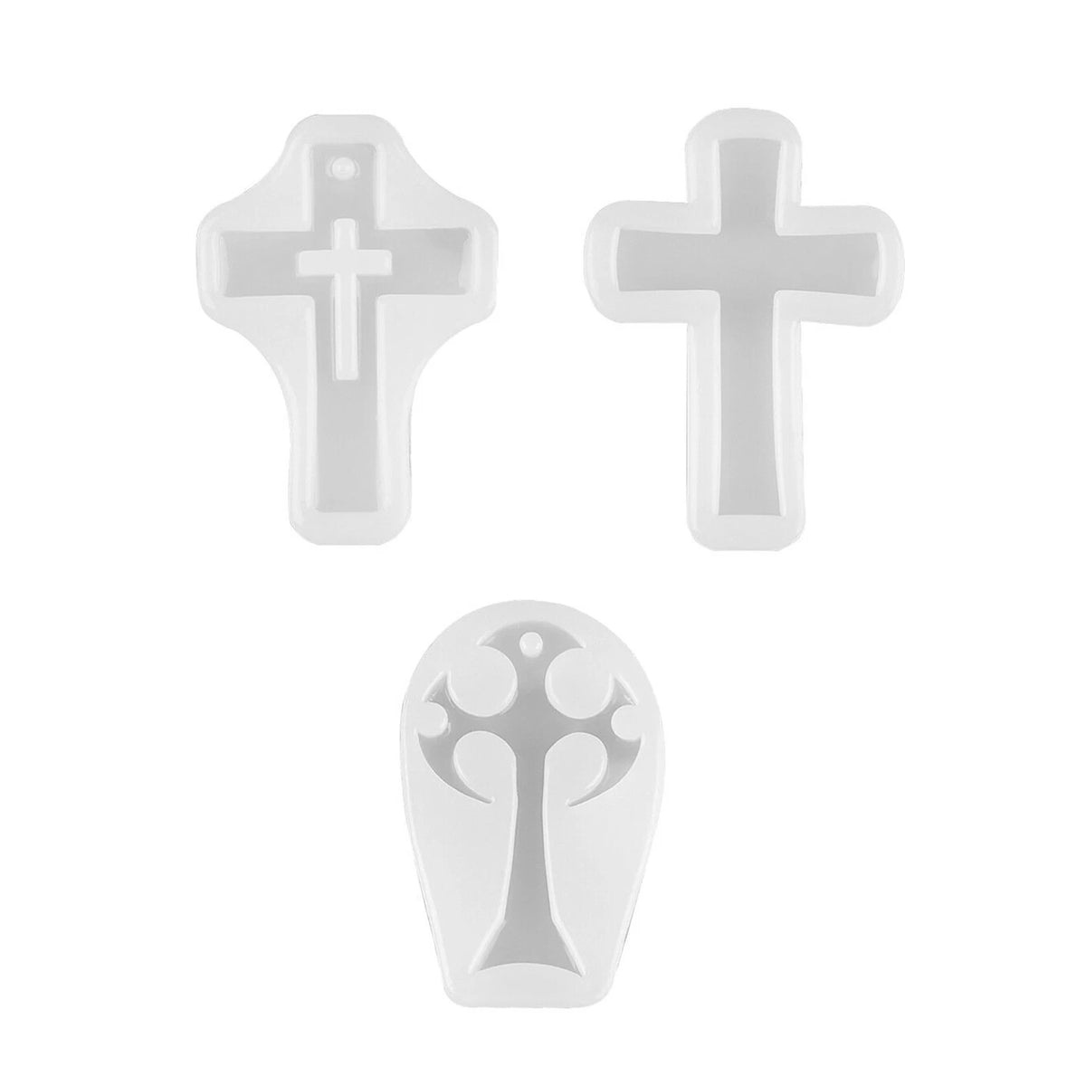 3-Pack Silicone Cross Resin Mold for Jewelry Casting Tool