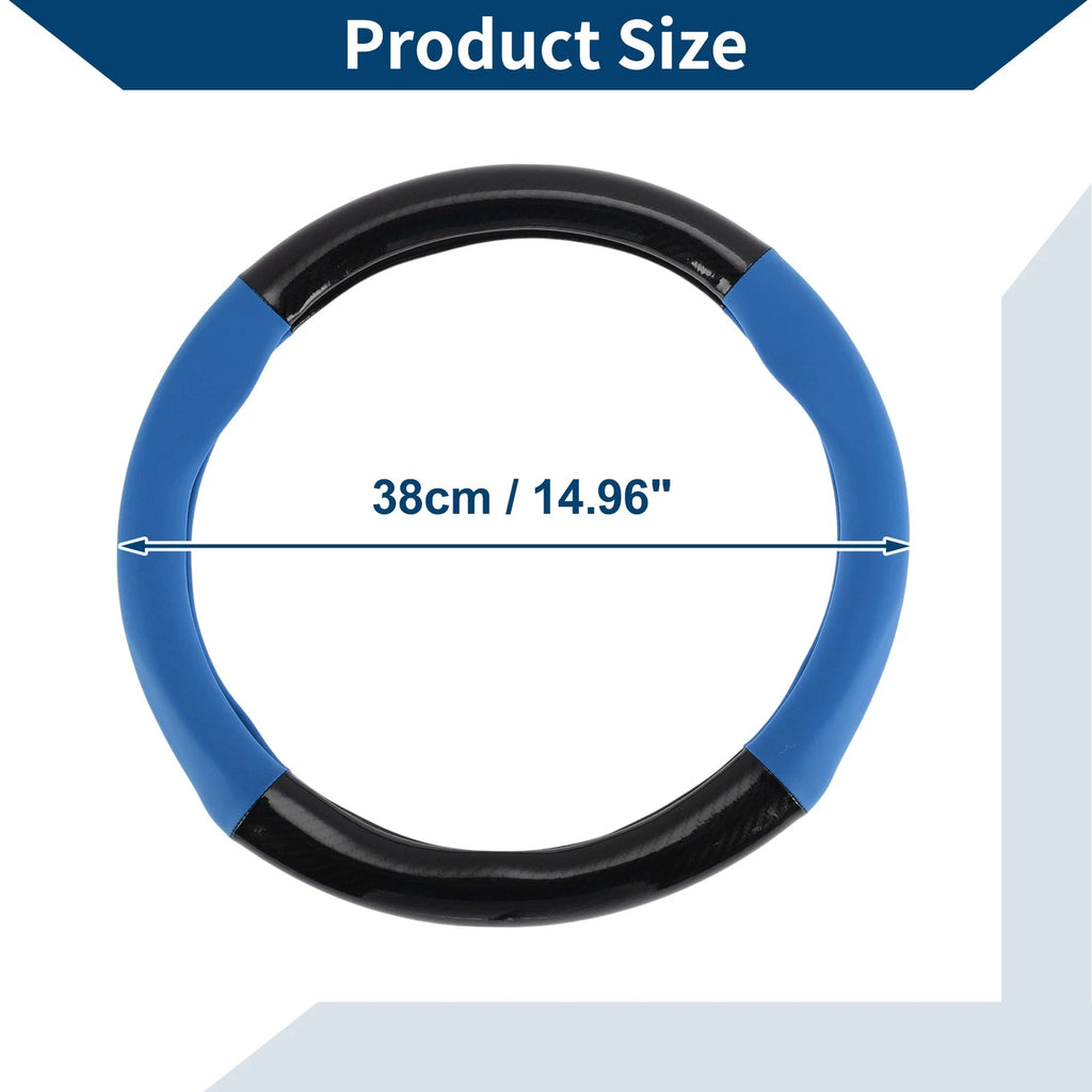 Steering Wheel Cover for - 14.96" Black Blue