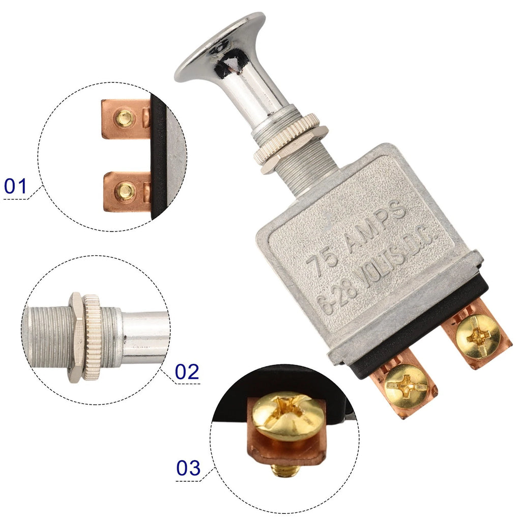 75A Push Pull Switch for Harsh Conditions - Zinc Alloy Body