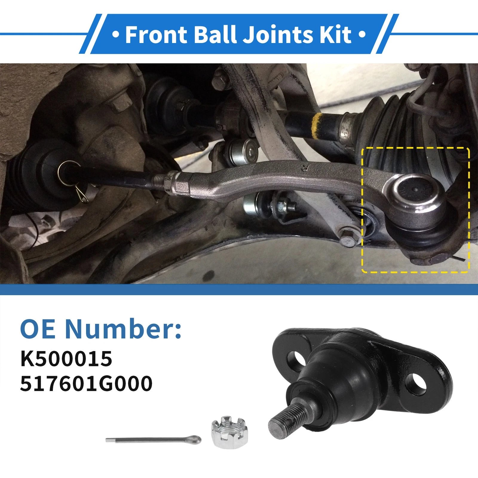 2 Pcs Front Lower Ball Joints Replacement for Hyundai Accent (2005–2010)