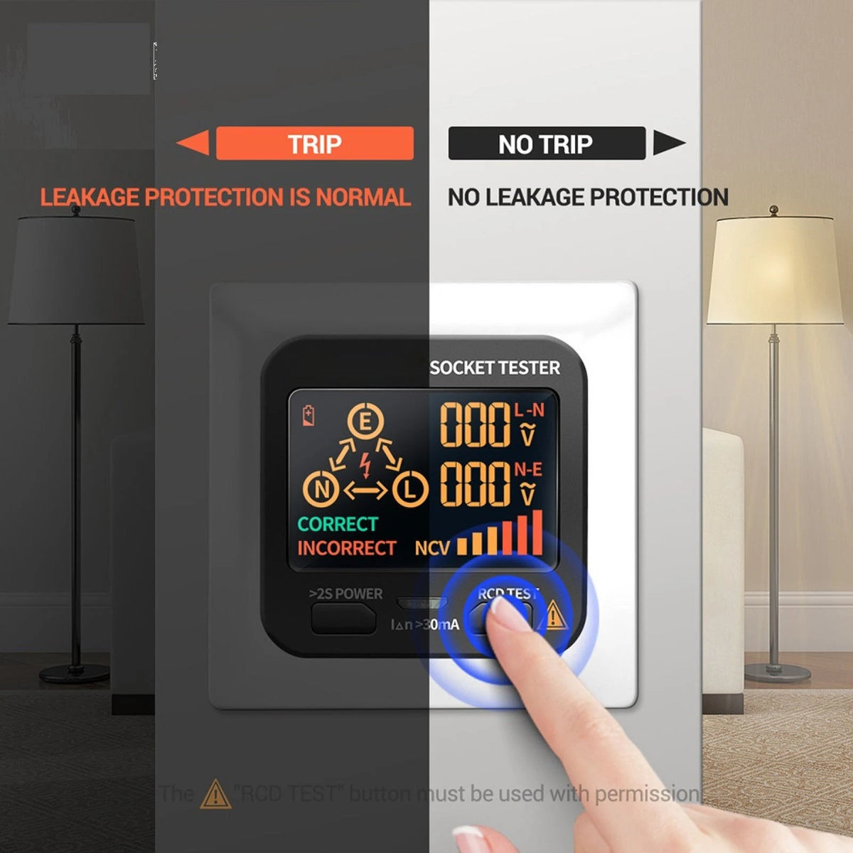 Digital Display AC11 Socket Tester for US/EU/UK/AU