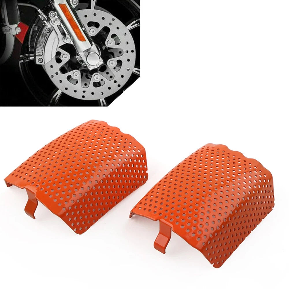 2Pcs Orange Front Caliper Screen Inserts for Harley V-Rod & Touring (2006–2019)