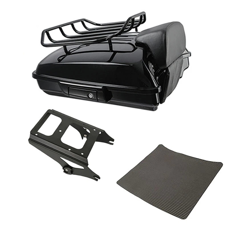 Black Razor Trunk Backrest Luggage Rack for Harley Touring (2009–2013)