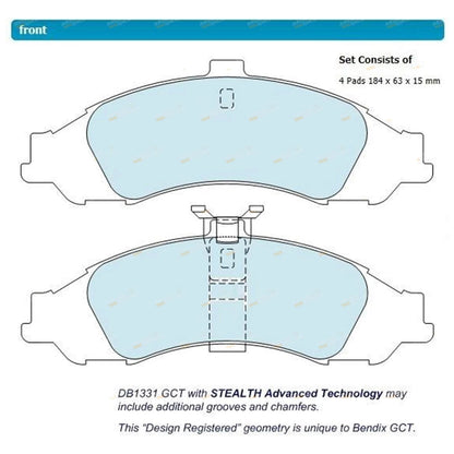 Front Slotted Dimpled Disc Rotors + Bendix Brake Pads for Holden VT VX VU VY VZ (1997–2006)