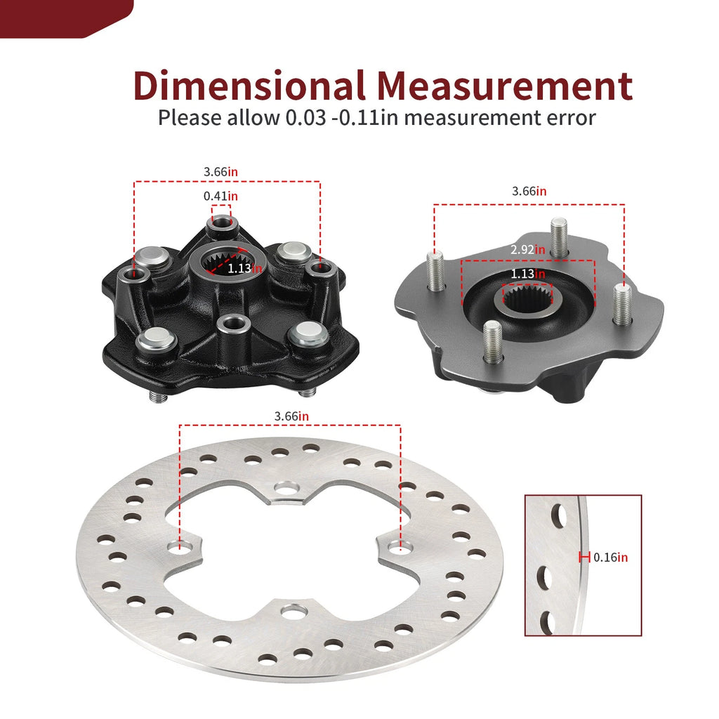 Front Wheel Hub Set of 2 w/ Brake Disc for Honda Rancher 420 (2014–2024)