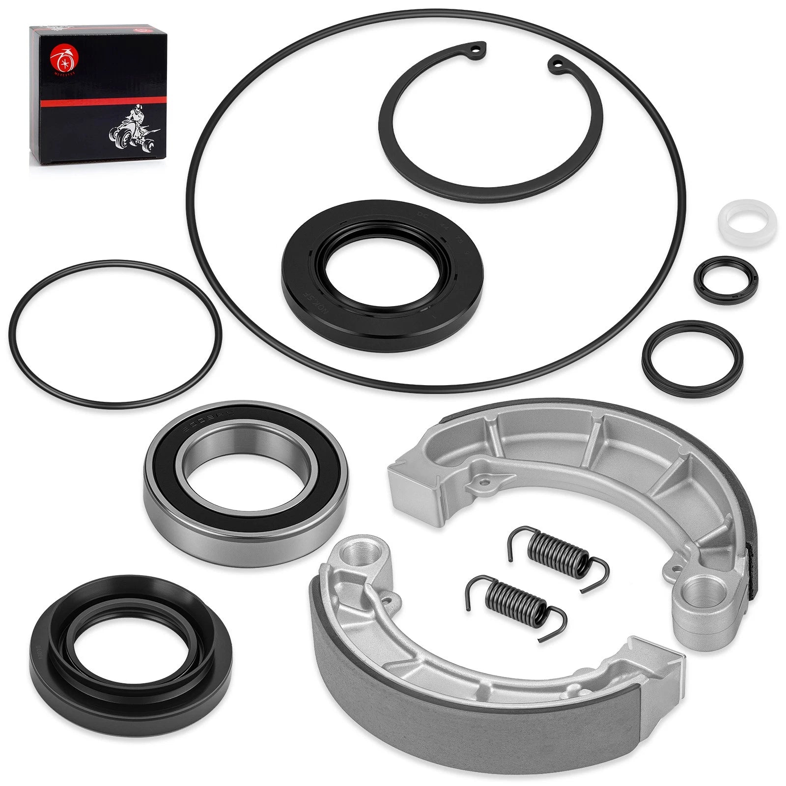 Set of 2 Rear Brake Drum Shoes Bearing Seals for Honda Rancher 420 (2007–2013)