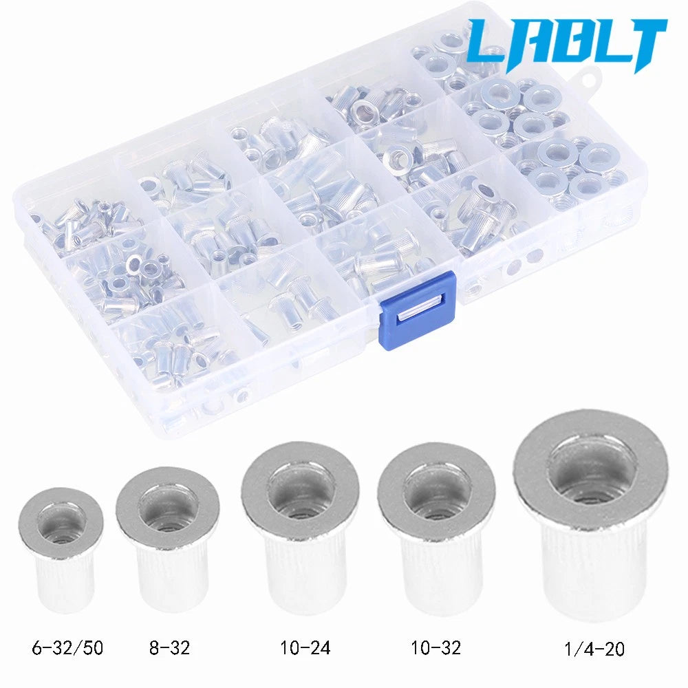 150 Pack Aluminum Rivet Nut Kit for Standard Inch SAE (Universal)