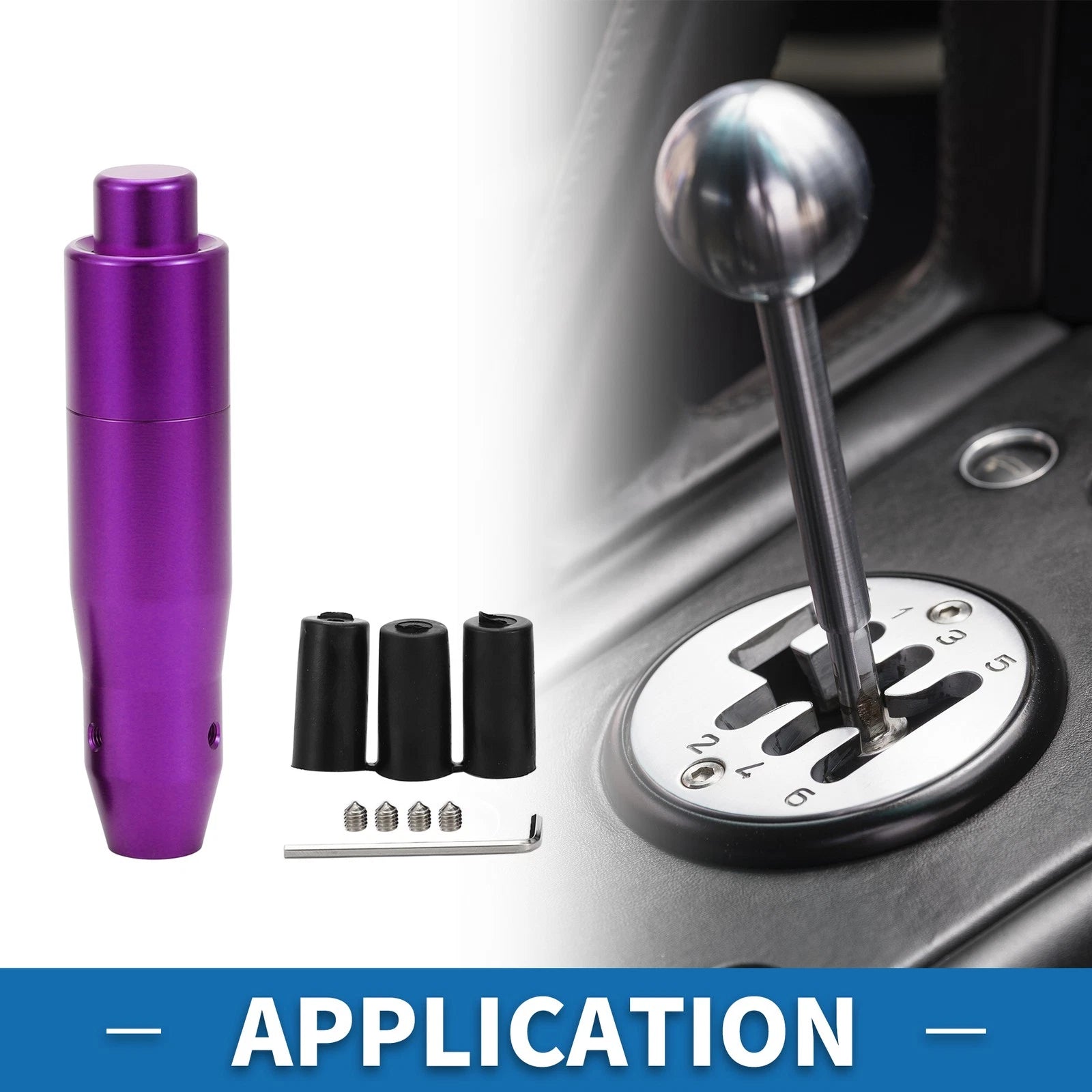 Shift Knob with 3 Adapters for Universal Vehicles (14.5cm, Purple)