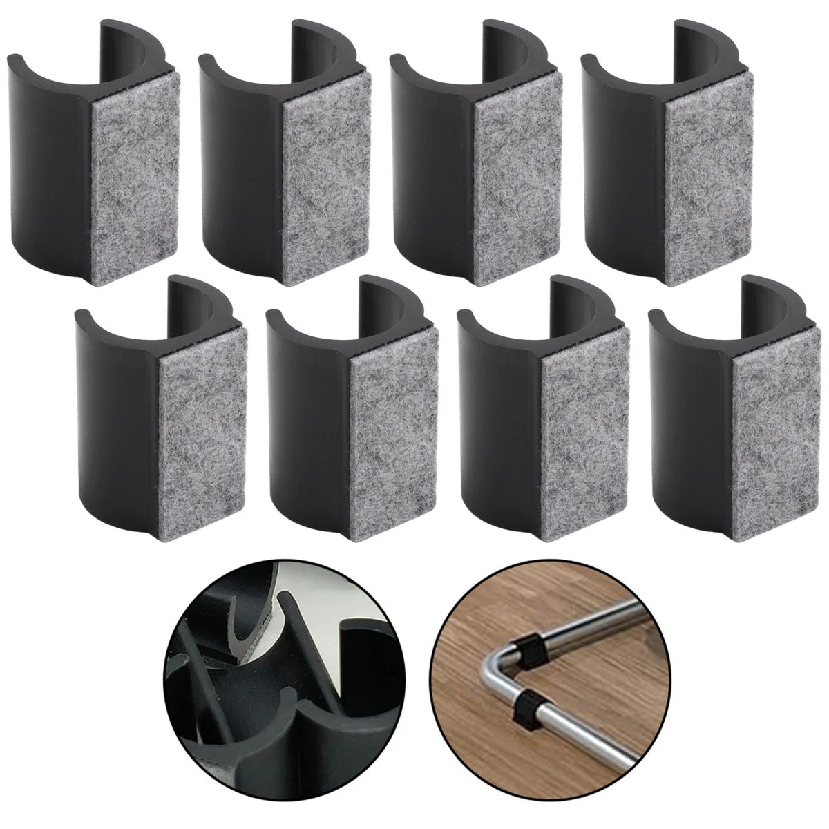 8 Pack U Shaped Chair Gliders for Floor Protection and Noise Reduction