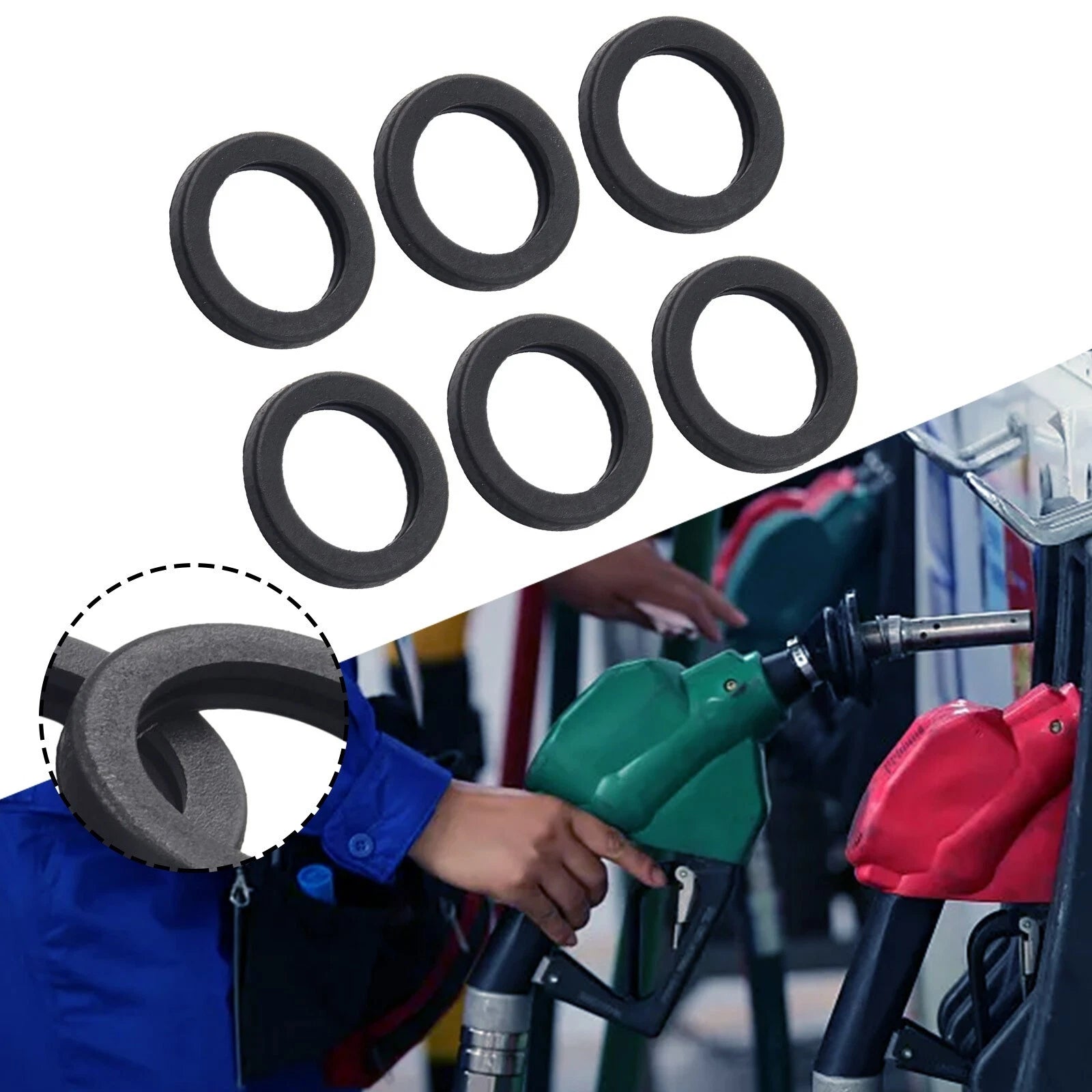 6 Pack Replacement Rubber Gaskets for Gas Can Spout