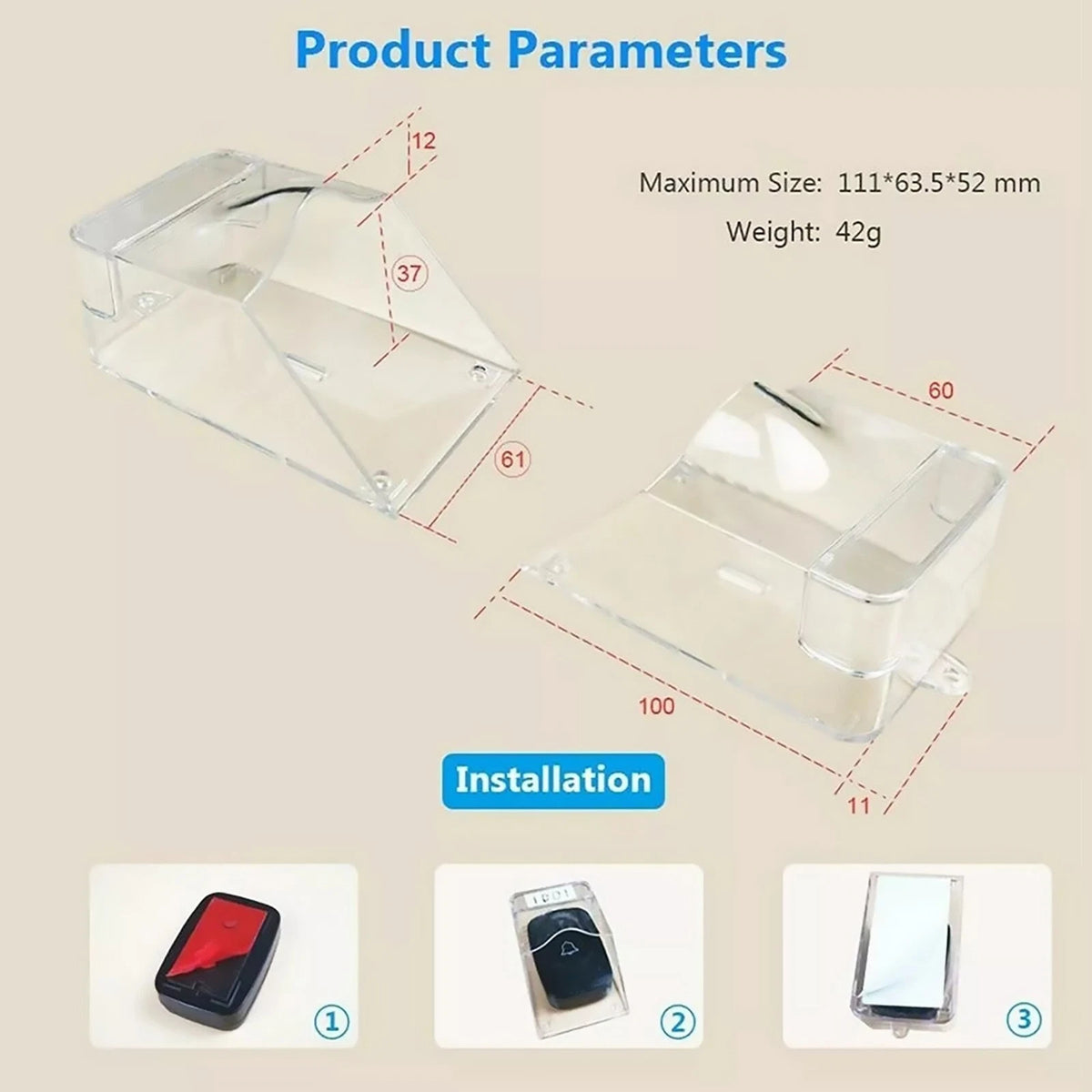 Doorbell Button Waterproof Cover Transparent Shell Accessory
