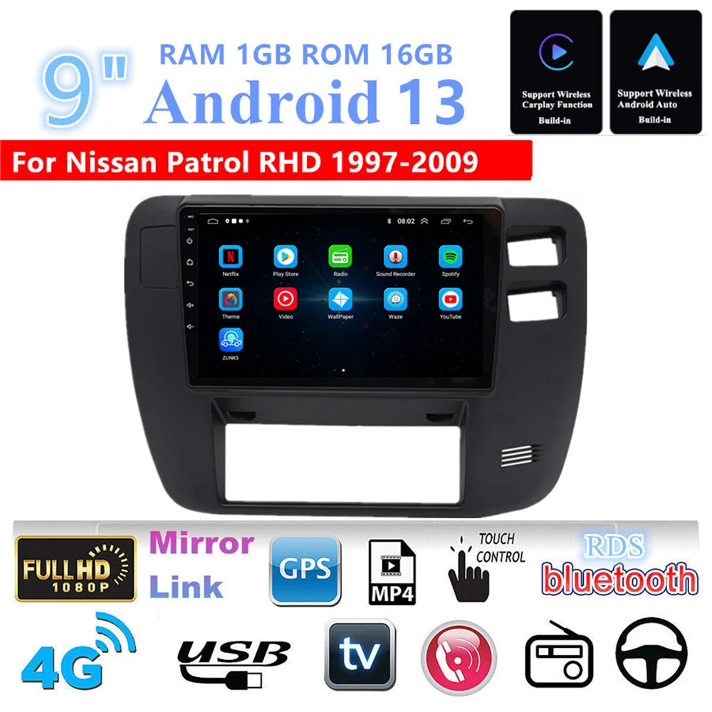 9'' Android Car Stereo Navigation for Nissan Patrol (1997–2009)