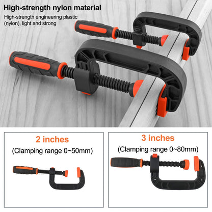 2X 2in 3in Engineering Plastic C Clamps for Fast Moving Screw Positioning Tool