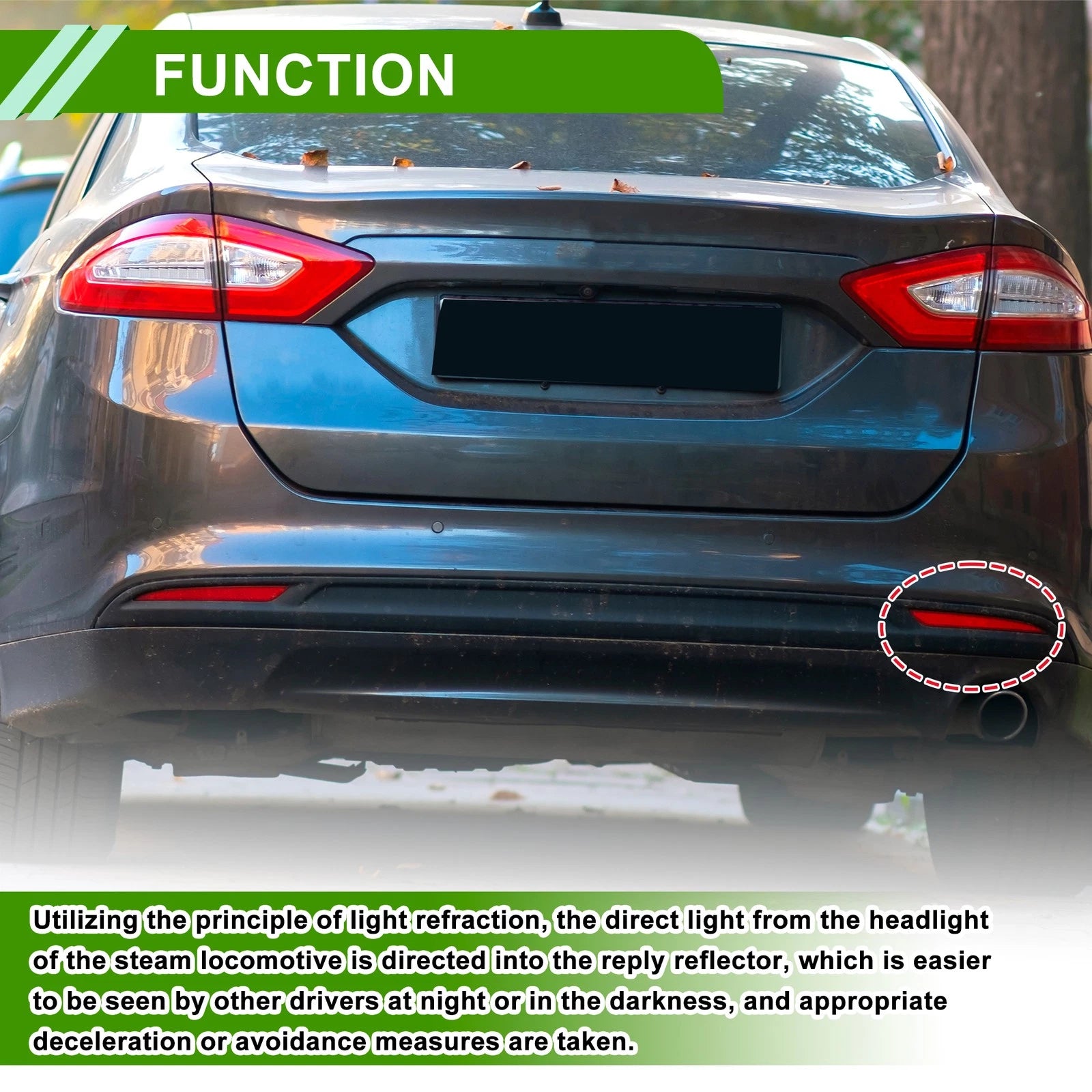 Bumper Reflector Replacement for Ford Fusion 2019–2020 Rear Right Red