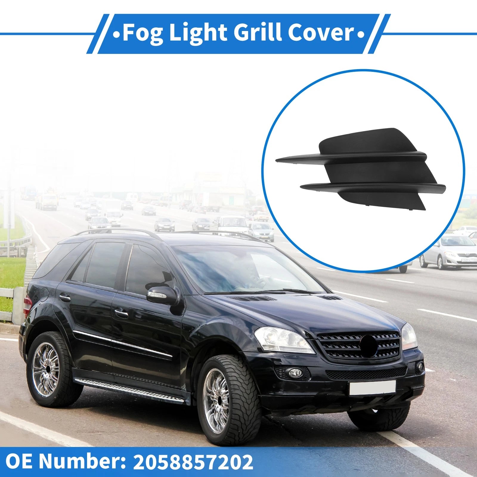 Front Left Fog Light Grill Replacement for Mercedes-Benz C-Class W205 (2015–2021)