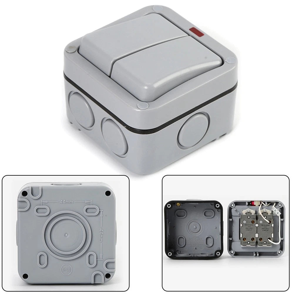 2X Weatherproof Junction Box for Outdoor Switch (IP66)