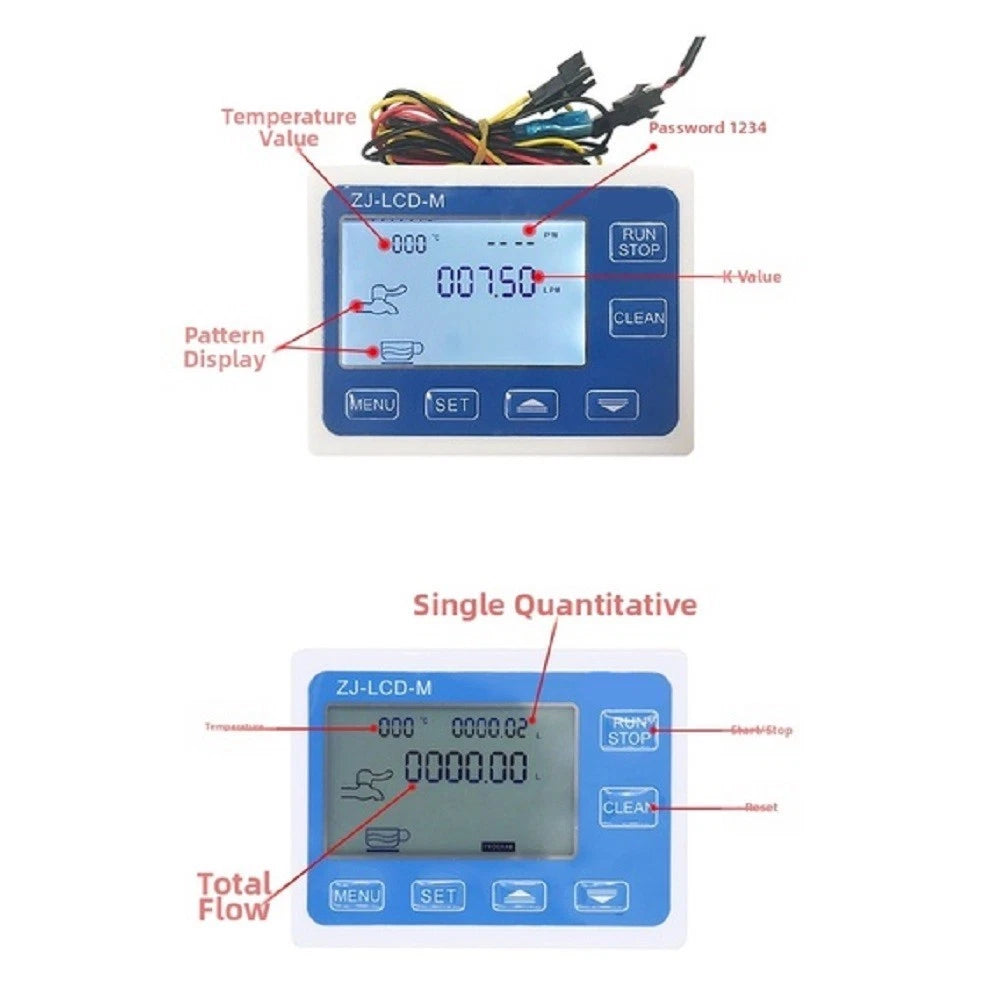 Digital LCD Water Flow Meter 1/4 inch DC12V (Real Time Cumulative)