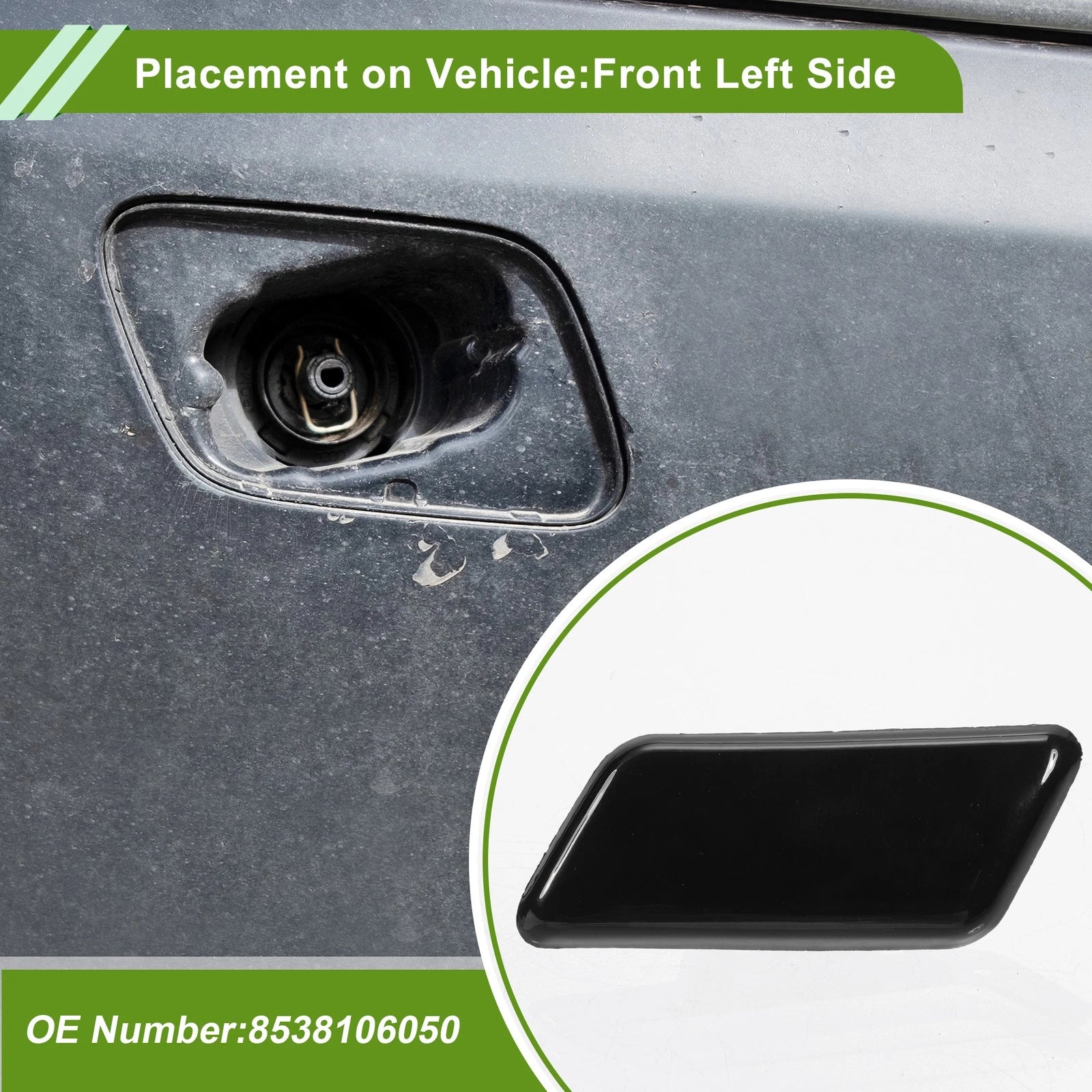 Front Left Washer Nozzle Cover for Toyota Camry (2009–2012) Black