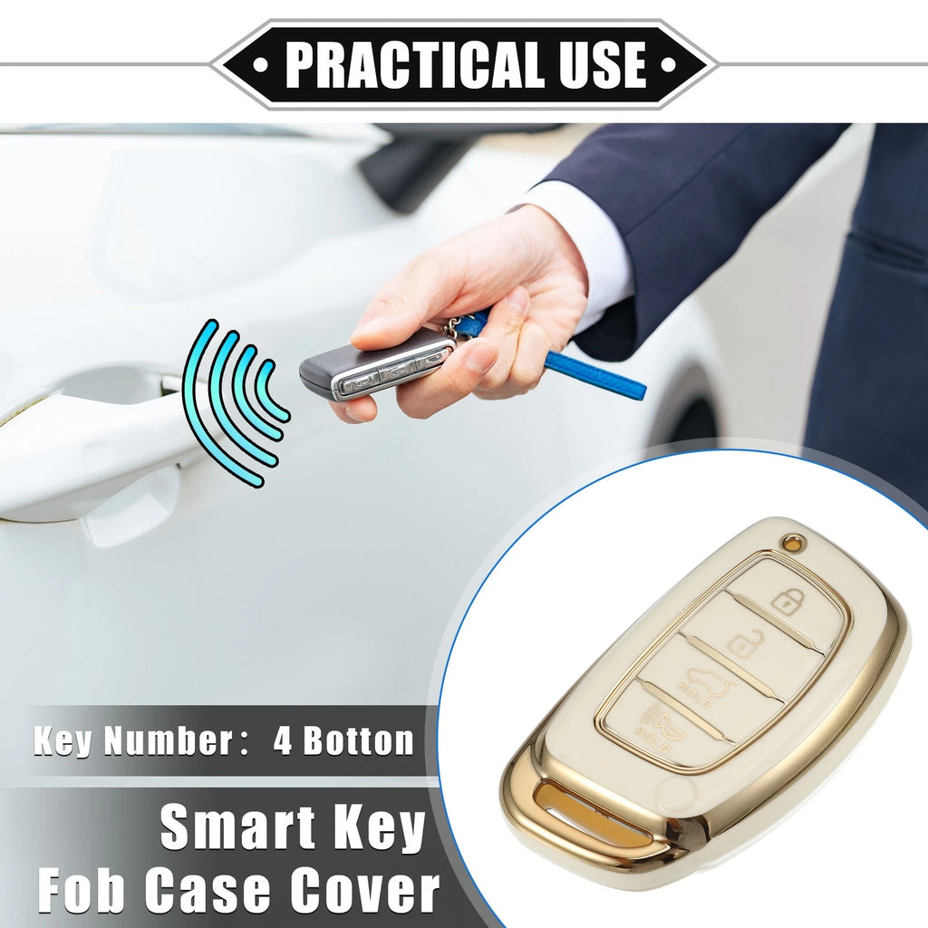 Key Fob Cover 4 Button Replacement for Hyundai Elantra Sonata (2011–2020)