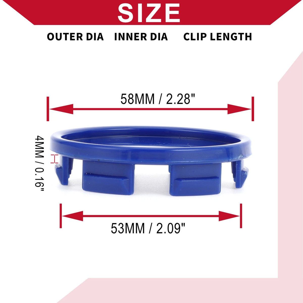 Set of 4 Universal 58mm Wheel Center Hub Caps Snap-in Blue