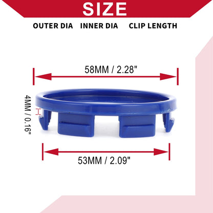 Set of 4 Universal 58mm Wheel Center Hub Caps Snap-in Blue