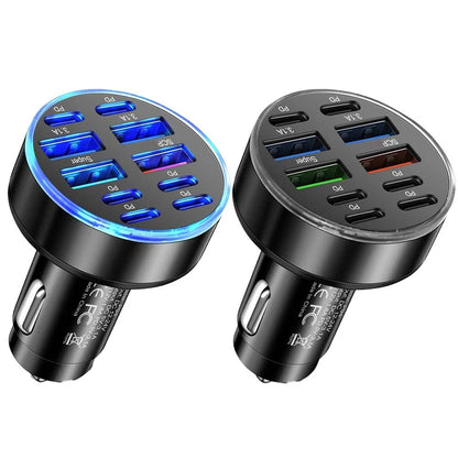 10-Port Fast Charging Car Adapter for Multiple Devices