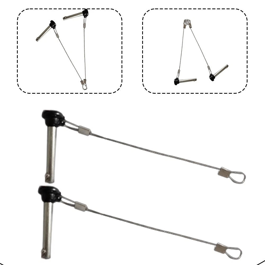 Set of 2 Snap Pins with Lanyard for Bimini Tops and Deck Hinges