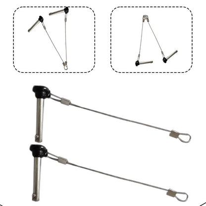 Set of 2 Snap Pins with Lanyard for Bimini Tops and Deck Hinges