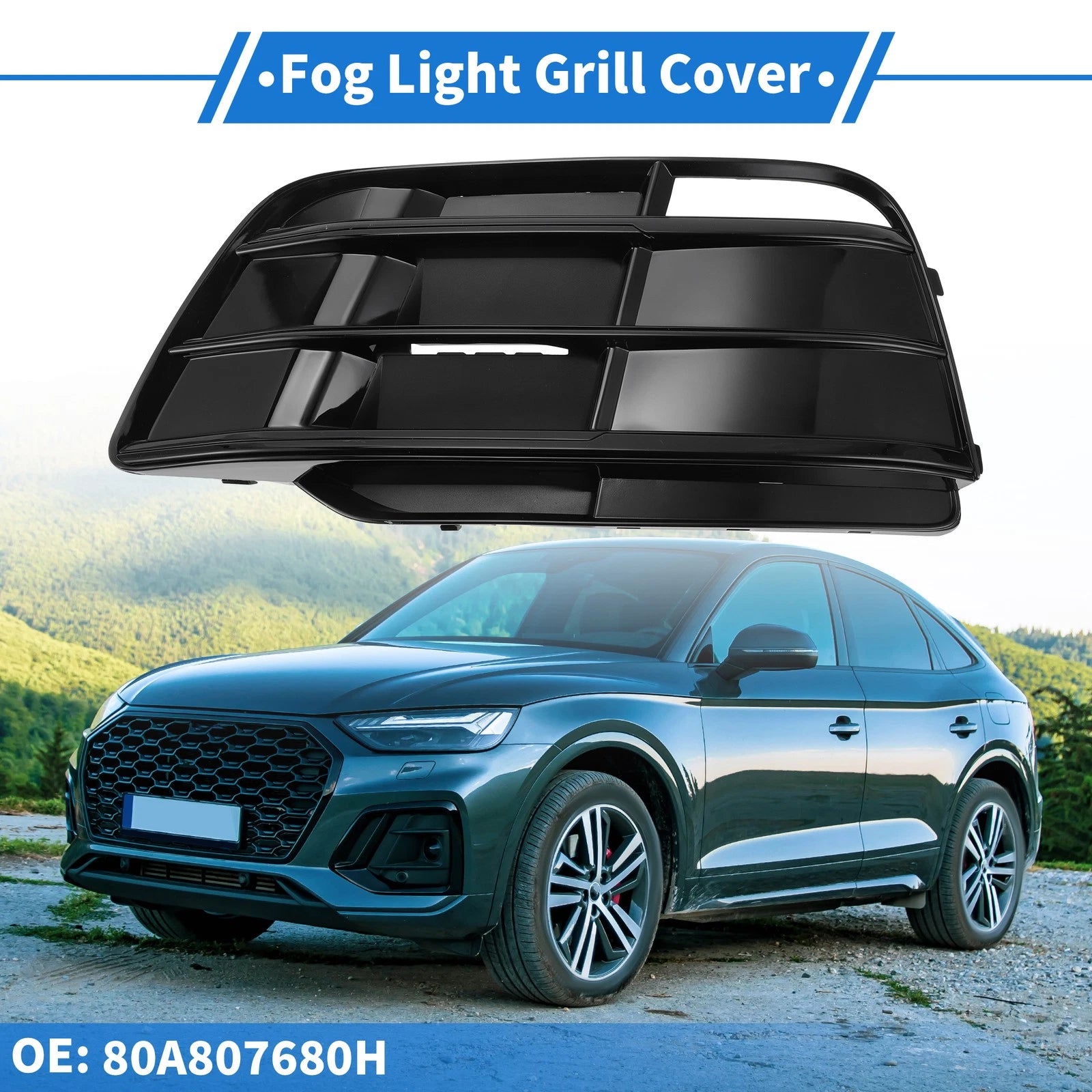 Front Left Fog Light Grill Replacement for Audi Q5 SQ5 (2018–2022)