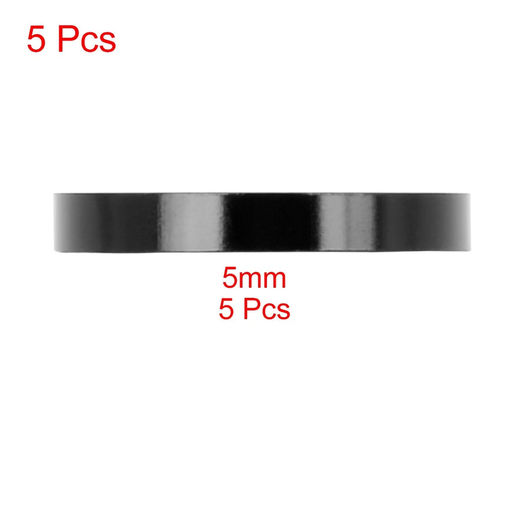Handlebar Stem Spacer Kit 5mm Aluminum for 1 1/8 Inch Fork (Black) (5-Pack)