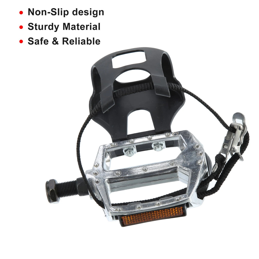 Bike Pedals Pair 1/2 Inch with Toe Clips for Universal (2000–2025)