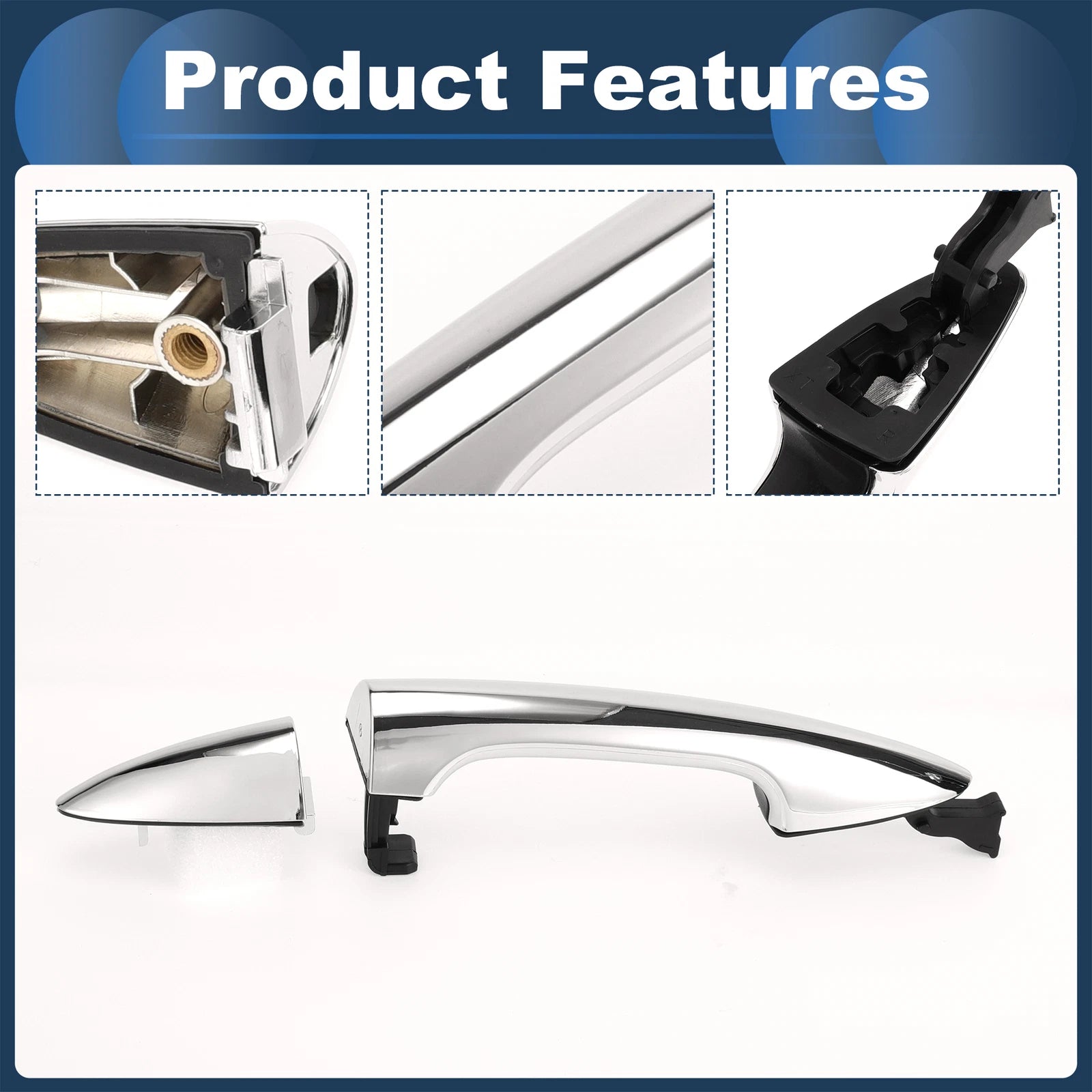 Front Right Door Handle for Kia Rio (2011) - Silver Tone