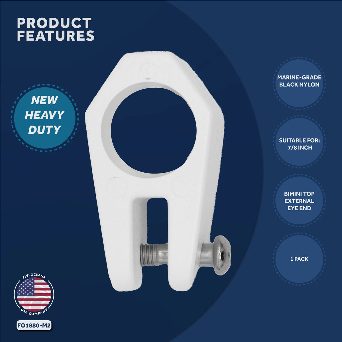 Bimini Top Hardware 7/8-Inch Jaw Slide for Marine Bimini Top (2-Pack)