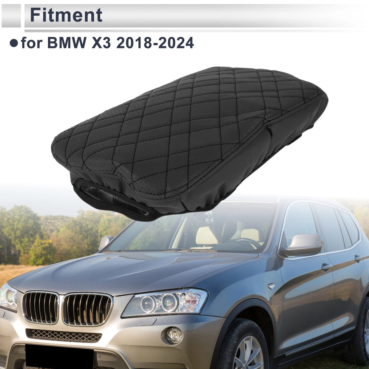 Car Center Console Cover Replacement for BMW X3 (2018–2024) Black 1 Piece