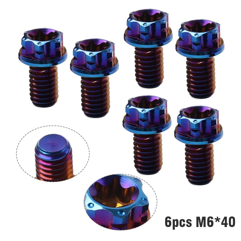 6X M6x40mm Titanium Torx Head Flange Screws for Motorcycle Bicycle