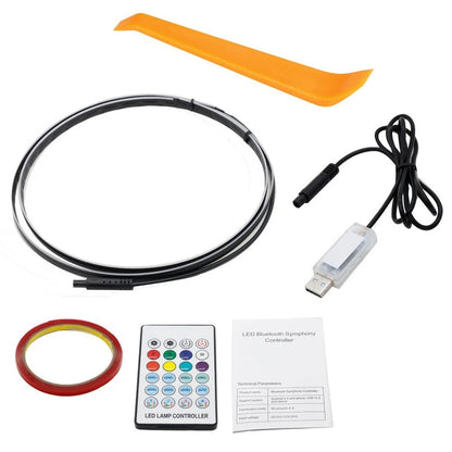 Car Interior LED Ambient Lighting Kit with Music Sound Controlled Remote 110cm